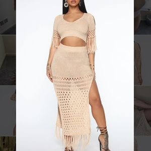 Crochet dress / crop top and skirt set